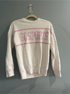 abercrombie kids White & Pink "GO SPORTS" Crewneck Sweatshirt